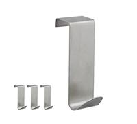 Relaxdays Set Appendini Acciaio, 4 pz da Appendere, Antiruggine, Ganci a S, Porta e Mobili da 2 cm di spessore, argento