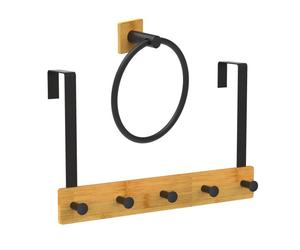 Relaxdays Set appendini e anello portasciugamani