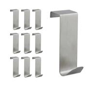relaxdays Set Appendini, 10 Pz., da Appendere, Attaccapanni per Porta & Armadio,per Ante da 2cm Spessore,Acciaio,Argento