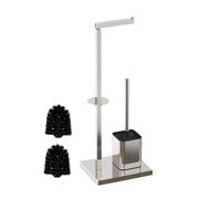 Set Piantana Porta Scopino Rotoli Carta Igienica Bagno PP Ferro 67,5x26x15,5 cm