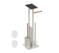 Relaxdays Set bagno con portarotoli e spazzola