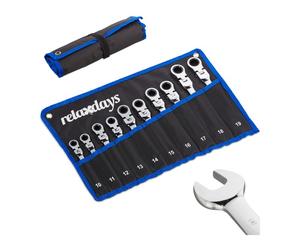 Relaxdays Set chiavi inglesi a cricchetto da 10 pz