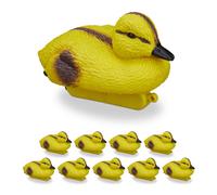 Relaxdays Decorazione Laghetto Anatroccoli Set 10 Giallo-Nero 7 x 6,5 x 12,5 cm