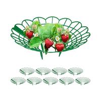 Relaxdays Set da 10 Anelli di Supporto per Fragole, Sostegno in Plastica per Piantine da Orto, Rete Anti Muffa, Verde