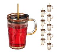 Relaxdays Set da 10 bicchieri con cannuccia