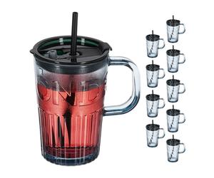 Relaxdays Set da 10 bicchieri con cannuccia