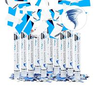Relaxdays Set da 10 Cannoni spara coriandoli 40 cm, Carnevale, Idea Regalo Decorazione Matrimoni, gittata 6-8 m, Metallici, Blu-Argento