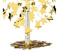 Relaxdays Set da 10 Cannoni Spara-Coriandoli, 40 cm, Stelle, Oro, Gittata 6-8 m, Matrimoni, Compleanno, Carnevale