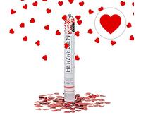 Relaxdays Set da 10 Cannoni Sparacoriandoli 40 cm, a Forma di Cuore, Idea Regalo, Decorazione per Matrimoni, Gittata di 6-8 m, Rossi