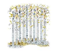 Relaxdays Set da 10 Cannoni Sparacoriandoli 80 cm, XXL, Gittata di 6-8 m, Idea Regalo per Matrimoni, Metallici, Oro e Argento