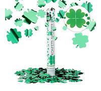 Relaxdays Set da 10 Cannoni Sparacoriandoli, Verdi, Quadrifogli Portafortuna, 40 cm, Laurea, Capodanno