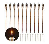 Set da 10 torce da giardino in bambù Lampade a olio 90 cm Fiaccole da giardino