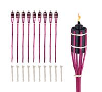 Relaxdays Set da 10 Fiaccole per Giardino, Accensione ad Olio, in bambù, con Stoppino, per Esterni, H: 90cm, Rosa