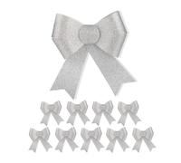 Relaxdays Fiocco da Regalo, Set da 10, Grande Accessorio Decorativo, Gift Compleanno, Natale, Scintillanti, Argento