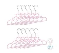 Relaxdays Set da 10 Grucce per Bambini con Cuore, Decorate, Salvaspazio, Appendini, Stampelle, 30 cm, Ferro, Rosa