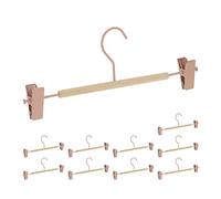 Relaxdays Set da 10 Grucce per Pantaloni, Gonne etc., 2 Clip per Gruccia, Legno e Metallo, 11,5x30,5x3 cm, Rosa/Naturale