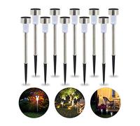 relaxdays Set da 10 Lampade Solari a LED, Impermeabili, per Giardino, Balcone, in Acciaio Inox, Luce Bianca Argento