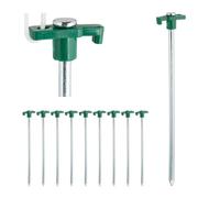 Relaxdays Set da 10 Picchetti, Pioli da Tenda, Ancoraggio su Terreni Duri, 25cm, Campeggio, Acciaio Zincato, Verde
