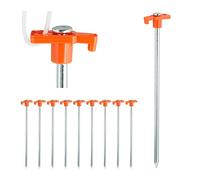 Relaxdays Set da 10 Picchetti, Pioli da Tenda, Ancoraggio su Terreni Duri, 25cm, Campeggio, Acciaio Zincato, Arancione