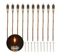 Set da 10 torce da giardino in bambù Lampade a olio 90 cm Fiaccole da giardino