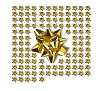 Relaxdays Set da 100 Fiocchetti per Pacchetti Regalo, Stelle Decorative per Natale e Compleanni, Ø 5 cm, Oro, 2 x 5 cm