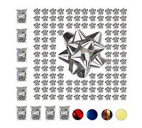 Relaxdays Set da 1000 Fiocchetti per Pacchetti Regalo, Autoadesivi, Stelle Decorative per Natale e Compleanni, Ø 5 cm, Argento