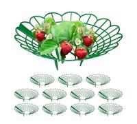 Relaxdays Set da 12 Anelli di Supporto per Fragole, Sostegno in Plastica per Piantine da Orto, Rete Anti Muffa, Verde