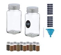 Set 12 contenitori barattoli portaspezie vetro etichette imbuto inserto forato