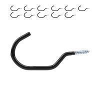 Relaxdays Set di 12 Bicicletta Ganci Portabici da Muro, Set da 12 Supporti Gommati per Bici, Parete o Soffitto, per Garage, da Avvitare, Nero, Acciaio, 7 x 0.7 x 14.5 cm