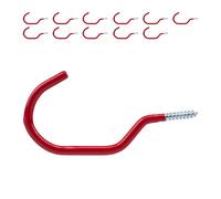Relaxdays Ganci Portabici da Muro, Set da 12 Supporti Gommati per Bici, Parete o Soffitto, Garage, da Avvitare, Rosso, 7 x 0.7 x 14.5 cm