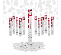 Relaxdays Sparacoriandoli, Set da 12, a Forma di Cuore, Popper, 40 cm, Effetto H: 6-8 m, Matrimoni, Party, Bianco, Cartone