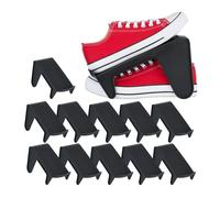 Relaxdays Set da 12 Portascarpe, Sistema Organizer Scarpiera, Max. Numero 39, Porta Scarpe Antiscivolo, Plastica, Nero