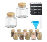 12 Barattoli Porta Spezie Tappo Bambù Vasetti 100 ml Contenitore Vetro Cucina