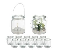 Relaxdays Set da 12 vasetti per candeline