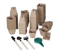 Relaxdays 120 Vasetti per Piantine, Biodegradabili, da Torba, Quadrati, Vasi Carta, HxLxP: 5,5 x 6 x 6 cm, Marrone