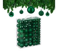 Relaxdays Palline di Natale, Set 138 Palle Albero, Addobbi Natalizi, Sfere in Plastica Opache, Lucide e Glitter, Verde
