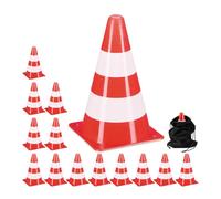 Relaxdays Coni Stradali, Set da 14, Birilli Segnaletici, per Allenamento da Calcio e Agilità Cani, H 23cm, Arancioni