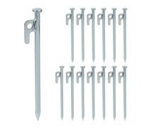 Relaxdays Set di 14 roccioso Set da 14 Picchetti da Tenda, Pioli da Campeggio per Ancoraggio su Terreni Duri, 20cm, in Acciaio, Argentato