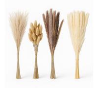 Relaxdays Erba Pampas Decorativa, Set da 144 Rami Naturali, L: 41 cm, Mazzo di Fiori Secchi per Decorazioni Boho Chic