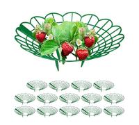Relaxdays Set da 15 Anelli di Supporto per Fragole, Sostegno in Plastica per Piantine da Orto, Rete Anti Muffa, Verde