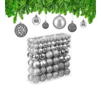 Relaxdays Set da 150 Palline di Natale, Addobbi Natalizi, Opache, Lucide, Glitterate, ∅ 3,4 e 6 cm, Decorazioni, Argento