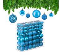 Relaxdays Set da 150 Palline di Natale, Addobbi Natalizi, Opache, Lucide, Glitterate, ∅ 3,4 e 6 cm, Deco, Blu Petrolio