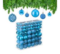 Relaxdays Set da 150 Palline di Natale, Addobbi Natalizi, Opache, Lucide, Glitterate, ∅ 3,4 e 6 cm, Deco, Blu Petrolio