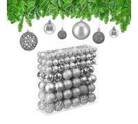 Relaxdays Set da 150 Palline di Natale, Addobbi Natalizi, Opache, Lucide, Glitterate, ∅ 3,4 e 6 cm, Decorazioni, Argento