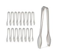 Relaxdays Pinze per Zollette di Zucchero, Set da 16, in Acciaio Inox, Tenaglie per Cubetti Ghiaccio, Caramelle, Argento