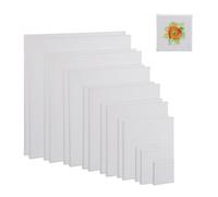 Relaxdays Tela Quadrata per Pittura Acrilica, Set 16 Canvas da Dipingere, 8 Misure, Acquerelli, Tempere a Olio, Bianco, Cotone