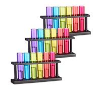 Relaxdays Set da 18 Bicchieri Shot, 6 Bicchierini per Shottini con Supporto, 4 cl, a Forma di Provetta, Plastica, Colorati