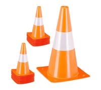 Relaxdays Coni Stradali, Conetti Segnaletici per Allenamento di Calcio e Sport, 30 cm, Riflettenti, Arancioni Unisex Adulto, Set 18 pz