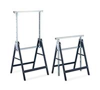 Relaxdays Set da 2 Cavalletti da Lavoro, 7 Altezze, Carico Max. 200 kg, Pieghevoli, da Officina, Acciaio, Blu Argentato
