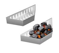 Relaxdays Griglie per Carbone in Set da 2, HxLxP 7,5 x 38 x 12 cm, Cestelli Raccogli Brace, Porta Carbonella, Argentato